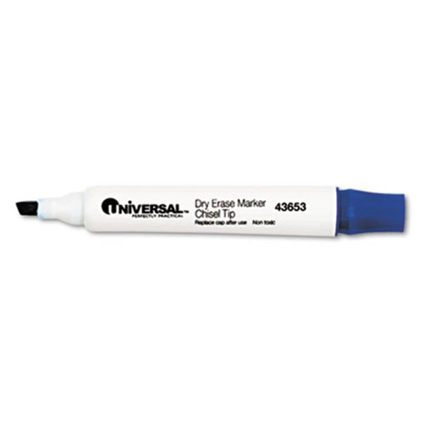 Universal Universal 43653 Dry Erase Marker  Chisel Tip  Blue  Dozen 43653